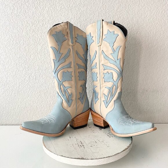 Lane JOLENE Womens Cowboy Boots 9.5 Blueberry Buttermilk Western Cowgirl Tall - Picture 7 of 11